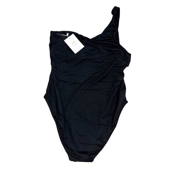 Andie Nantucket Women L Tall Black 1 Piece Swimsuit A0171 NWT One Shoulder 9538 - Picture 3 of 16
